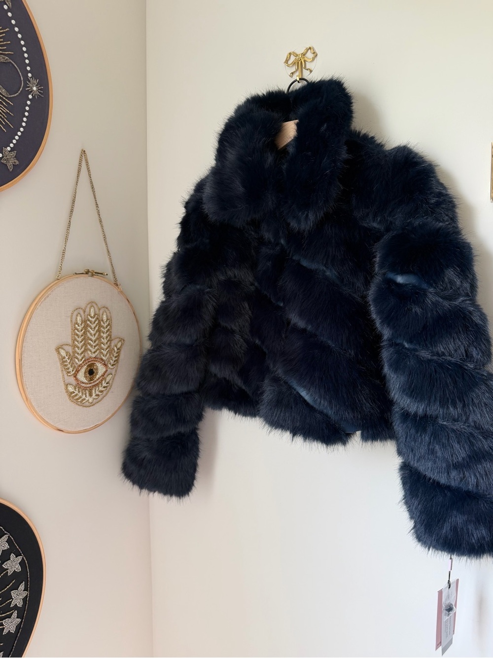 Avec Les Filles navy blue Faux mink Fur Jacket